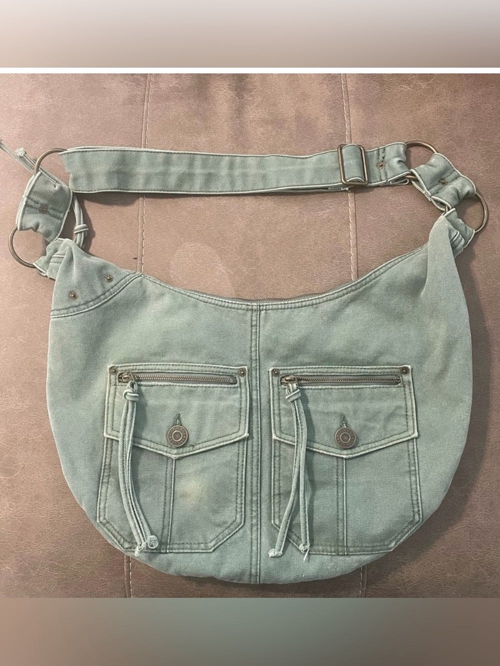 Vintage Gap Y2K denim light green bag gorpcore